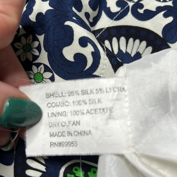 Shoshanna Silk Blend V Neck Paisley Mini Dress - Picture 4 of 6